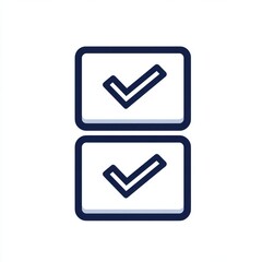  illustration of a block-style checklist icon, navy blue outlines