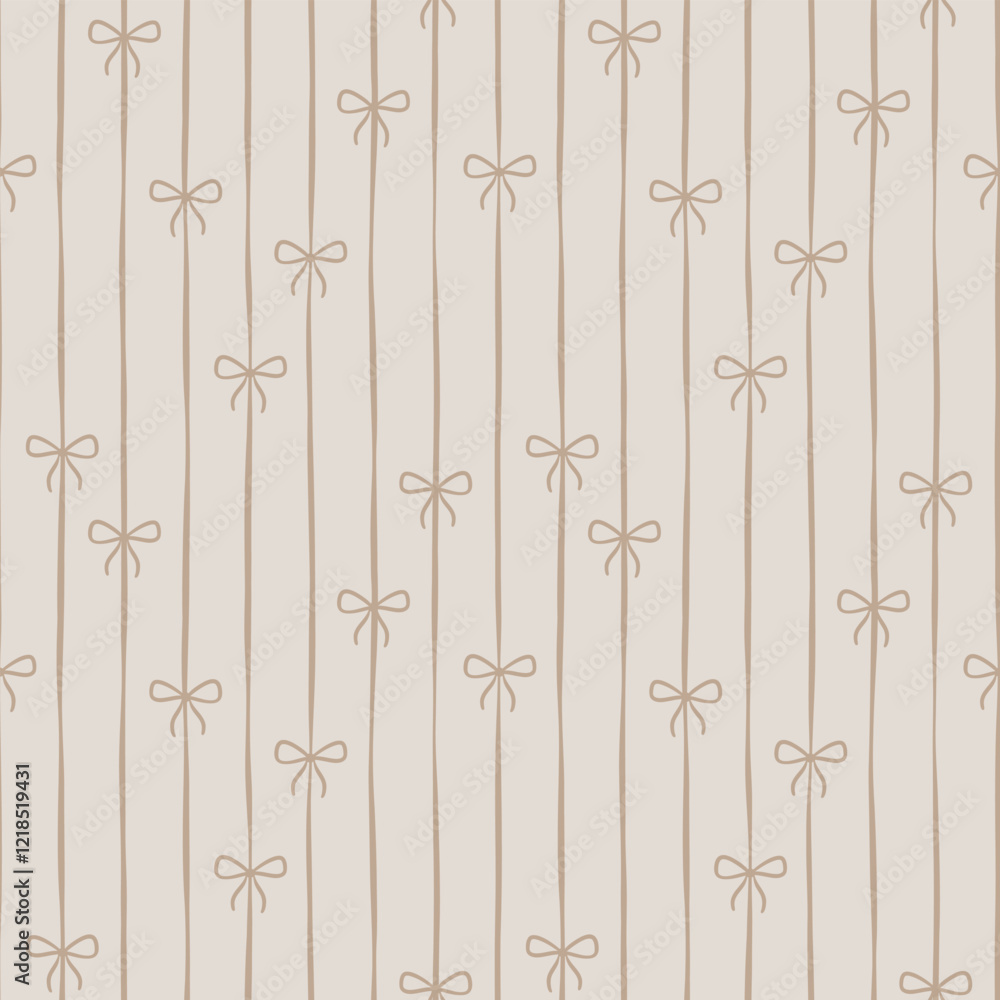 Poster beige bow stripes seamless repeating minimalist elegant pattern design