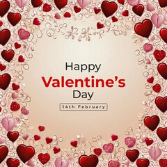Happy valentines day background with heart balloons	
