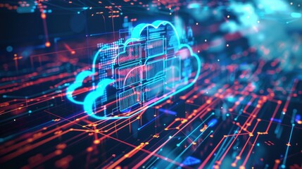 Fototapeta premium Digital Cloud Computing Network Data Flow
