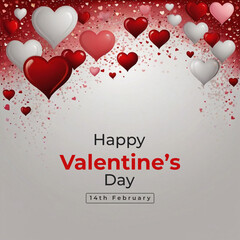Happy valentines day background with heart balloons	