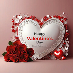Happy valentines day background with heart balloons	