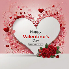 Happy valentines day background with heart balloons	