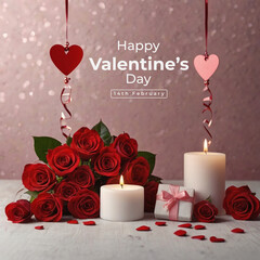 Happy valentines day background with heart balloons	