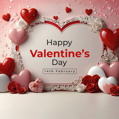Happy valentines day background with heart balloons	