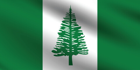 Norfolk Island flag official colors and proportion digital vector illustration. Pleated flag.