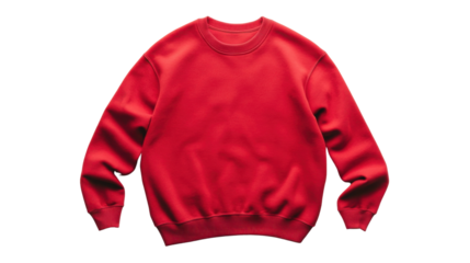 Red sweater sweatshirt on transparent background