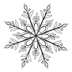 Snowflake silhouette vector illustration.