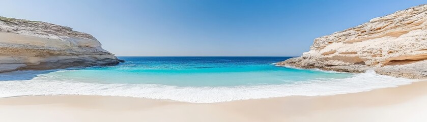 Fototapeta premium Pristine white sand beach and crystal clear turquoise water tranquil paradise