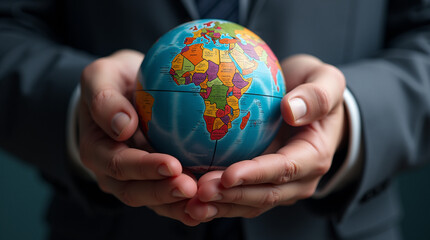 Micro Photography of Businessman Holding Global Business Globe: Digital Marketing Strategy and Creative Solutions for Business Development