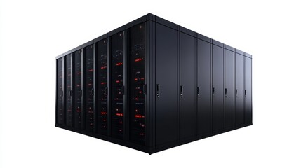 High performance black server with red lights secure data storage and processing powerhouse