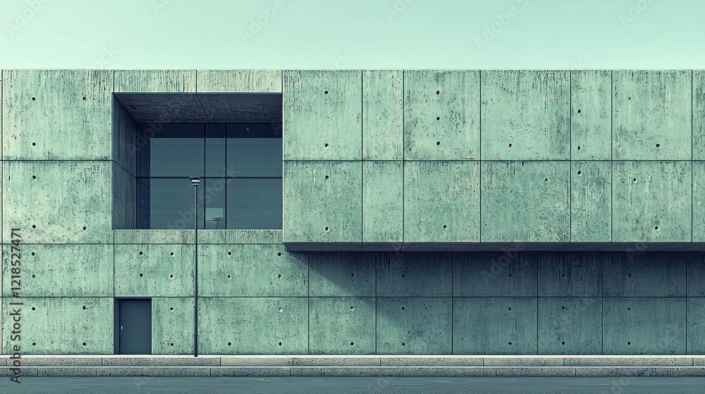 Poster minimalist concrete building architectural rendering