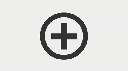 Fototapeta premium Minimalist Plus Sign Circle Icon: Medical, Healthcare, and Positive Growth Symbol