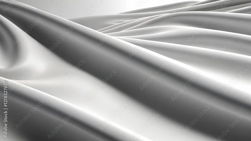 Poster elegant folds of white fabric create intricate patterns in a soft, ambient light setting