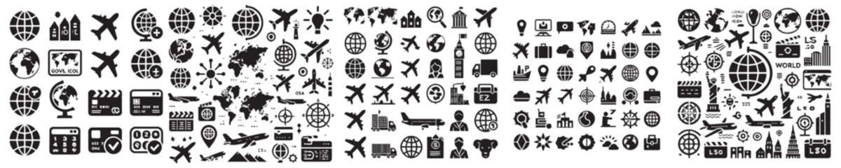 set of vector world silhouettes