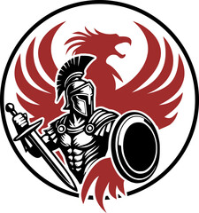 Phoenix with a gladiator logo