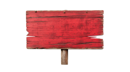 Red wooden signboard on transparent background