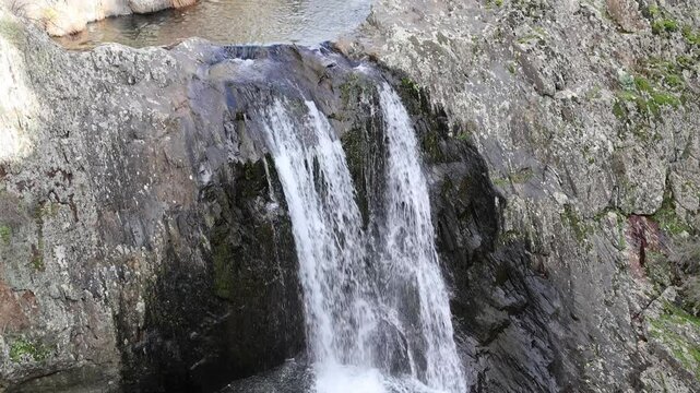 Aljibe waterfall in the area of the black villages of Guadalajara, Spain