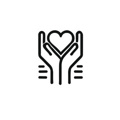 Obraz premium Icon of hands holding a heart in a minimalistic black-and-white style