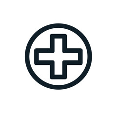 Fototapeta premium Minimalistic black-and-white line art icon for Health App in a clean, professional vector style