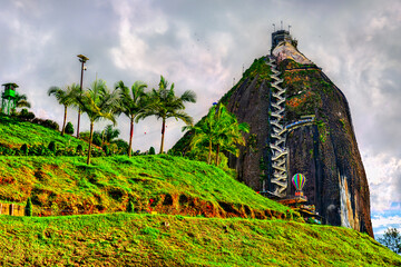 The Rock of Guatape, a landmark inselberg and a major tourist destination in Antioquia, Colombia