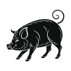 Fototapeta premium Stylized Black and White Pig Silhouette Design
