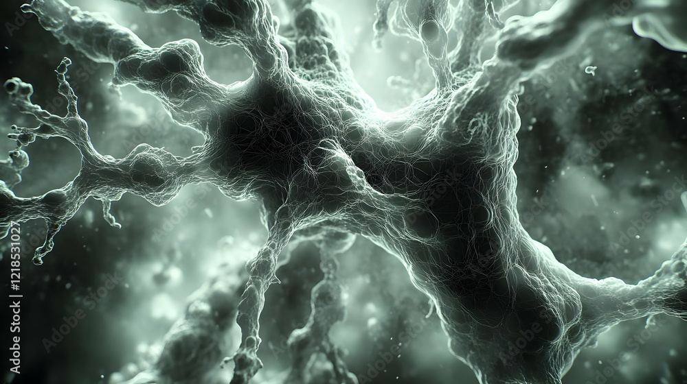Poster microscopic view of a neuron network: intricate cellular connections