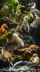 Obraz premium Endemic Wildlife of New Zealand: A Showcase of Kiwi's Unique Fauna