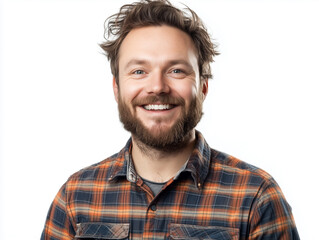 Obraz premium Portrait of a smiling worker on a white background