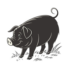 Fototapeta premium Stylized Black and White Pig Silhouette Design