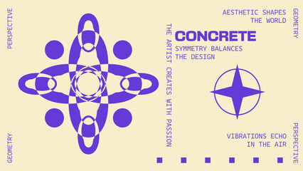 Abstract geometry brutalism background. Brutalist banner template, event design for digital advertisement and social media. Creative geometric shape layout design, vector illustration