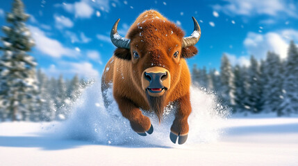 A Captivating Shot of a Bison in Motion - Ideal for Nature Blogs and Wildlife Publications