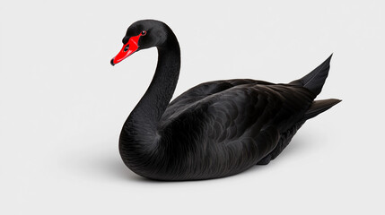 Bold Black Swan with Glossy Feathers - Ideal for Nature Blogs and Wildlife Publications