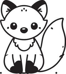 sly fox cute animal  silhouette vector image