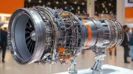 Jet engine display, trade show, technology