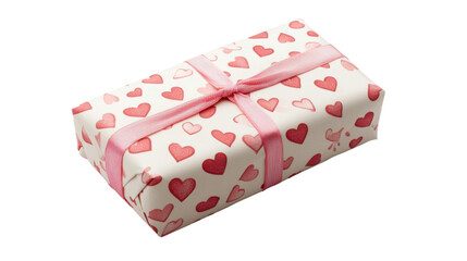 Gift box with hearts on transparent background 