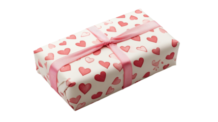 Gift box with hearts on transparent background 