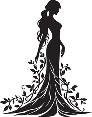 Women and leaves, Silhouette of a fashion girl image