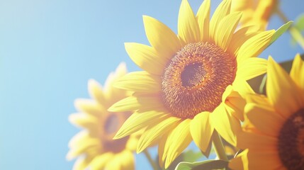 Obraz premium Vivid Close-up of Yellow Sunflowers with Soft Shadows