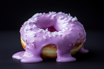 Purple taro doughnuts on black background