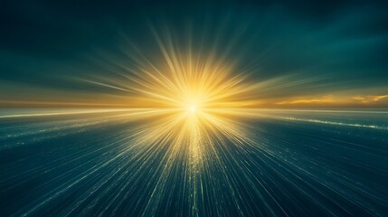 Fototapeta premium Golden Rays Burst Across a Dark Horizon