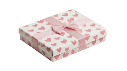 Gift box with hearts on transparent background 