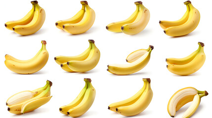 Banana set isolated on white background