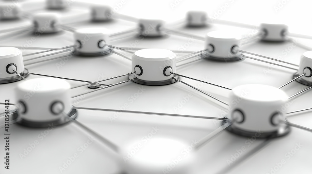 Poster abstract network connections: interconnected white nodes and lines