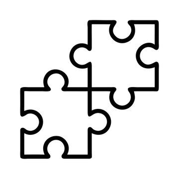 recommend clip art: Two interlocking puzzle pieces, simple line art illustration on white background