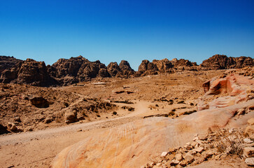 Desert in sunny day. Mountain landscape in the desert.