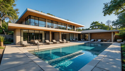 Fototapeta premium Home with Stunning Pool and Patio Area
