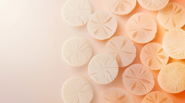A close up of a bunch of small white shells