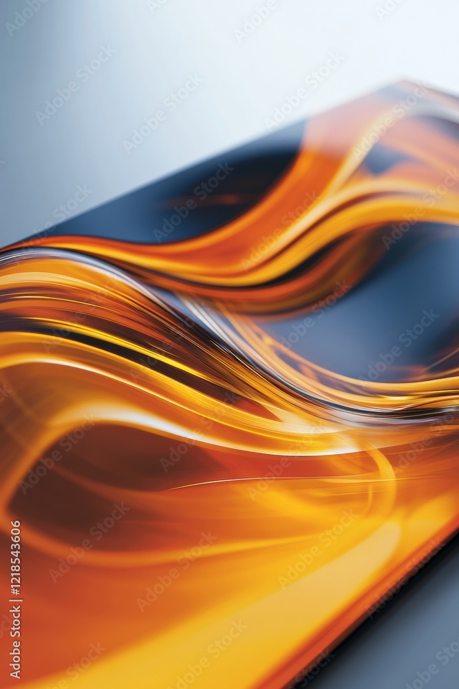 Aufkleber abstract design featuring flowing orange and black patterns on a sleek surface. generative ai