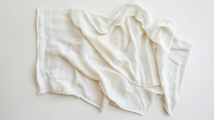 Obraz premium White fabric draped elegantly on a plain surface, showcasing its smooth texture and gentle folds